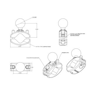 RAM Mount Rohrklemme C-Kugel (1.5 Zoll), 3,175 cm bis 4,76 cm