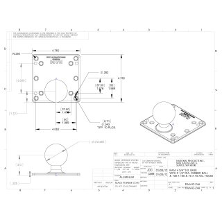 RAM 4.75 Square VESA Plate with D Size 2.25 Ball