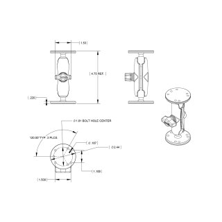 RAM Mount Set - 2x runde Basisplatte / Verbinder