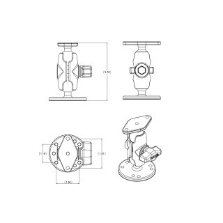 RAM Mount Set - runde und trapez Basisplatte / Verbinder kurz