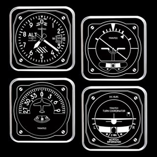 Glasuntersetzer Flugzeuginstrumente 4-er Set schwarz