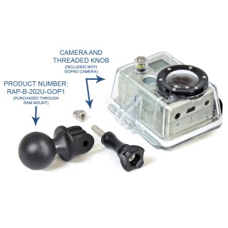 RAM Mount Kamera-Adapter GoPro Hero / Garmin Virb mit 1-Zoll Kugel
