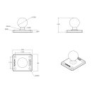 RAM Mount Basis - rechteckig 50mm x 43mm 1 Zoll (B) Kugel