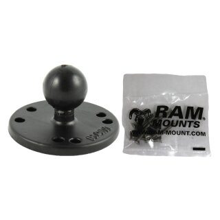 RAM 2.5" Round Base (AMPs Hole Pattern), 1" Ball & Mounting Hardware for Garmin Fishfinders, StreetPilot & GPSMAP Devices