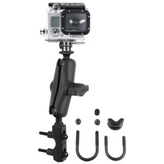 RAM Combination Brake/Clutch Reservoir U-Bolt Mount with Custom GoPro Hero Adapter