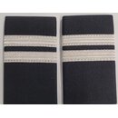 First officer Epaulets - 2 Bar - Black with Silver Stripes