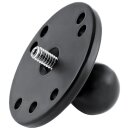 RAM 2.5" Round Base (AMPs Hole Pattern), 1" Ball & 1/4"-20 Threaded Male Post for Cameras