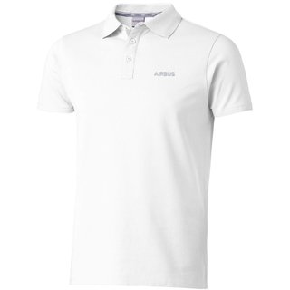 Airbus mens white organic cotton polo shirt