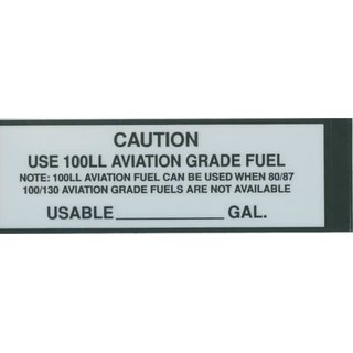 100LL Aviation Fuel  Placard, Sticker