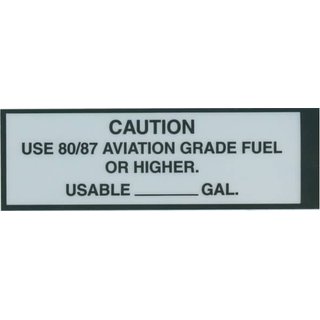 80/87 Aviation Fuel Placard, Sticker