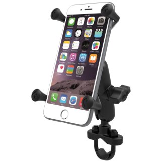 RAM Handlebar Rail Mount with Zinc Coated U-Bolt Base & Universal X-Grip (Patented) Large Phone/Phablet Cradle