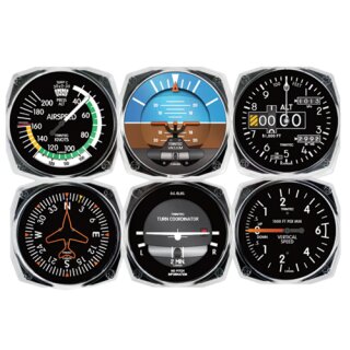 Glasuntersetzer Flugzeuginstrumente 6-er Set "farbig" large