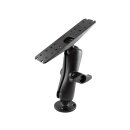 RAM Mount 2.25" Diameter Ball Mount with 3.68" Round Base, STANDARD Length Double Socket Arm & 11" X 3" Rectangle Plate