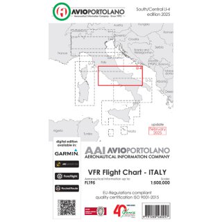 Italy LI-4 - Aerotouring VFR Chart, Paper, laminated, folded 2025