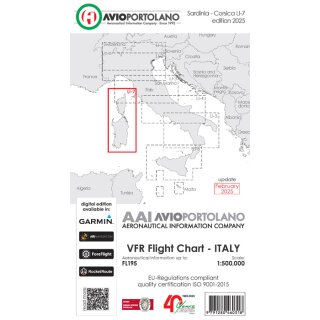 Italy LI-7 - Aerotouring VFR Chart, Paper, laminated, folded 2025