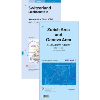 Schweiz Set Luftfahrtkarte ICAO und Zurich+Genf Area 2026